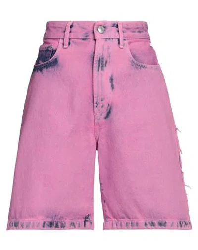 Gcds Woman Denim Shorts Pink Size 34 Cotton