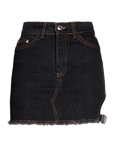Gcds Woman Denim Skirt Black Size 8 Cotton, Elastane