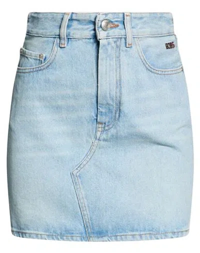 Gcds Woman Denim Skirt Blue Size 26 Cotton, Crystal