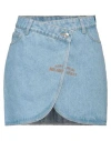 Gcds Logo-embroidered Mini Denim Skirt In Blue