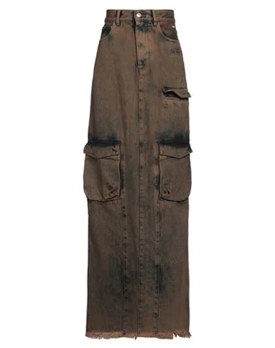 Gcds Woman Denim Skirt Brown Size 27 Cotton