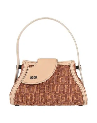 Gcds Small Comma Woven-raffia Bag In Brown
