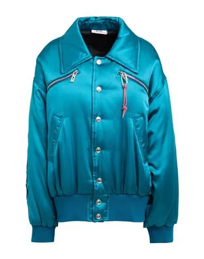 Gcds Woman Jacket Deep Teal Size L Polyester