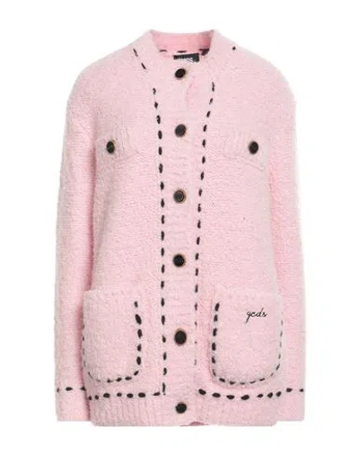 Gcds Woman Jacket Pink Size S Acrylic, Alpaca Wool, Virgin Wool, Polyamide