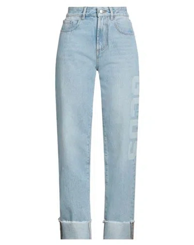 Gcds Woman Jeans Blue Size 32 Cotton, Crystal