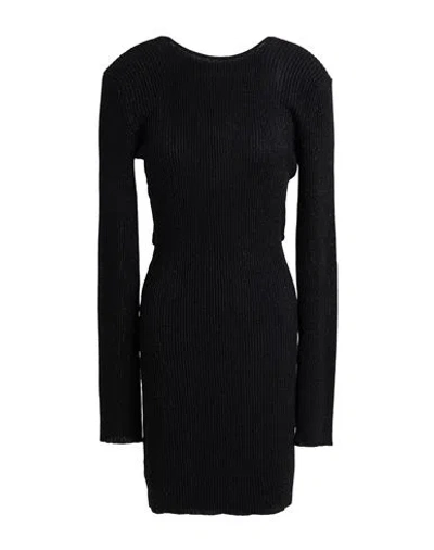 Gcds Woman Mini Dress Black Size L Viscose, Polyester, Metallic Fiber