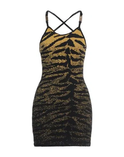 Gcds Woman Mini Dress Black Size S Viscose, Polyamide, Cotton, Polyester, Metallic Fiber