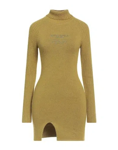 Gcds Woman Mini Dress Lime Green Size S Polyamide In Brown