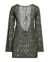 Gcds Woman Mini Dress Military Green Size M Viscose, Polyester, Metallic Fiber In Green