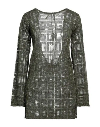 Gcds Woman Mini Dress Military Green Size M Viscose, Polyester, Metallic Fiber