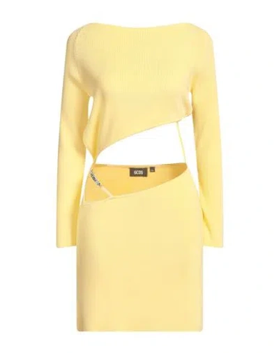 Gcds Woman Mini Dress Yellow Size L Viscose, Polyester