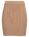 Gcds Woman Mini Skirt Camel Size S Wool In Beige