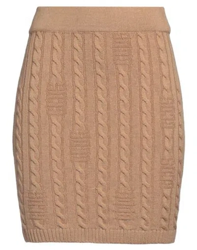 Gcds Woman Mini Skirt Camel Size S Wool In Beige