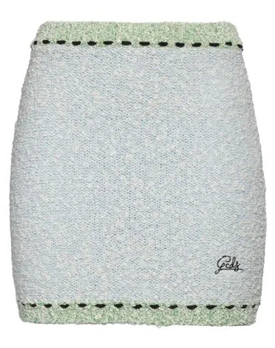 GCDS GCDS WOMAN MINI SKIRT SKY BLUE SIZE L COTTON, VISCOSE, POLYAMIDE