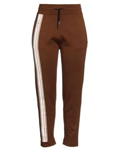 Gcds Woman Pants Chocolate Brown Size L Wool, Acrylic, Polyamide, Viscose, Synthetic Fibers In Beige