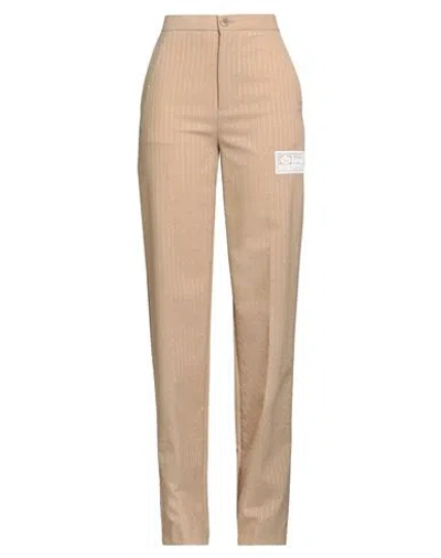 Gcds Woman Pants Camel Size S Polyester, Virgin Wool, Elastane