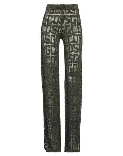Gcds Woman Pants Military Green Size Xs Viscose, Polyester, Metallic Fiber