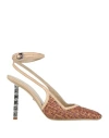 Gcds Woman Pumps Brown Size 10 Synthetic Raffia, Leather In Brown