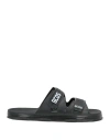 Gcds Embossed-logo Flat Pool Slides In Black