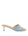 Gcds 60mm Monogram-pattern Leather Mules In Blue
