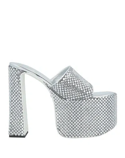 Gcds Woman Sandals Silver Size 8 Leather