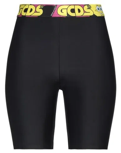 GCDS GCDS WOMAN SHORTS & BERMUDA SHORTS BLACK SIZE L POLYAMIDE, ELASTANE