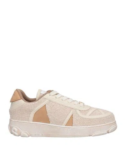 Gcds Woman Sneakers Beige Size 8 Soft Leather, Textile Fibers
