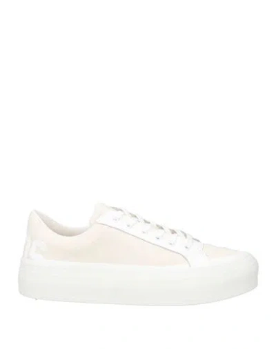 Gcds Woman Sneakers Cream Size 11 Leather, Textile Fibers In White