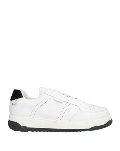 Gcds Two-tone Leather Sneakers In White