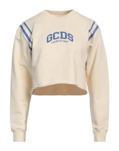 Gcds Woman Sweatshirt Beige Size L Cotton
