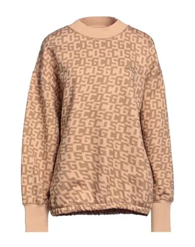 Gcds Woman Sweatshirt Light Brown Size L Cotton In Beige