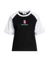 Gcds Woman T-shirt Light Grey Size L Cotton In Black