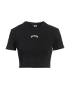 Gcds Logo-embroidered Cropped T-shirt In Black