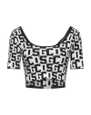 Gcds Woman T-shirt Black Size S Viscose, Polyamide, Elastane In Black
