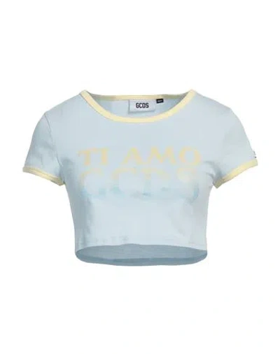 Gcds Woman T-shirt Sky Blue Size L Cotton