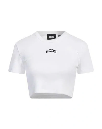 Gcds Woman T-shirt White Size M Cotton, Elastane In White