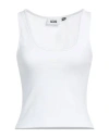 Gcds Textured Ribbed Sleeveless Top In White