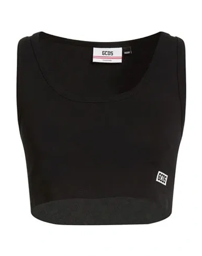 Gcds Woman Top Black Size L Cotton, Elastane