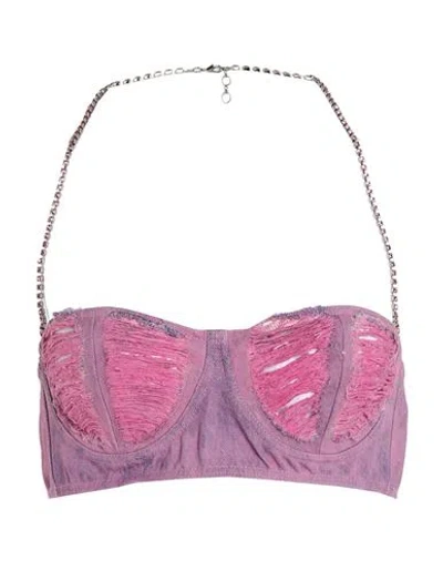 Gcds Woman Top Fuchsia Size 5 Cotton In Pink