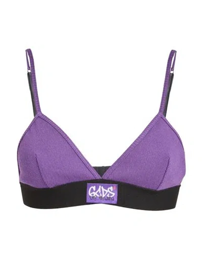 Gcds Woman Top Purple Size L Cotton, Elastane