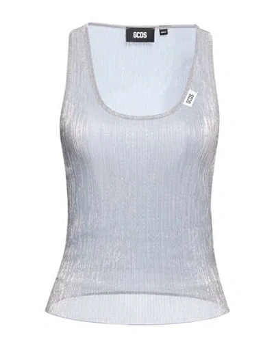 Gcds Woman Top Silver Size 8 Polyester, Metal Fiber
