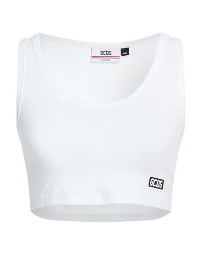Gcds Woman Top White Size L Cotton, Elastane