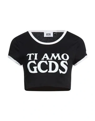 Gcds Woman T-shirt Black Size S Cotton
