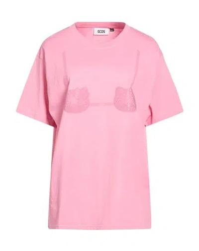 Gcds Woman T-shirt Pink Size Xs Cotton