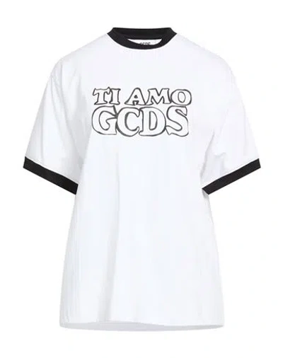 Gcds Woman T-shirt White Size L Cotton