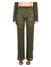 Gcds Logo-print High Waist Trousers In Military Green