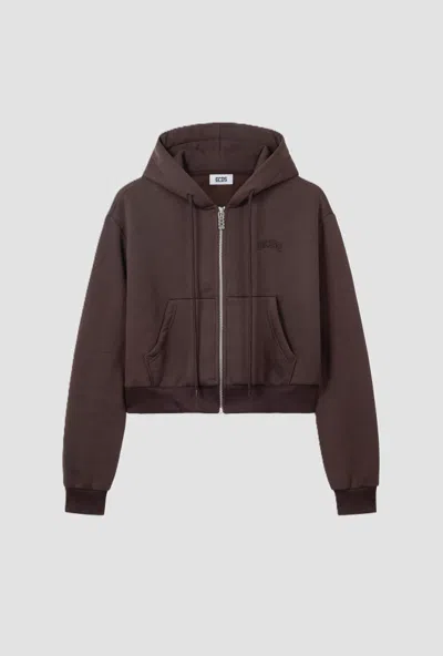 Gcds Women's Zip Sweatshirt In Brown
