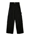 Gcds Logo Patch Wide-leg Cargo Pants In Black
