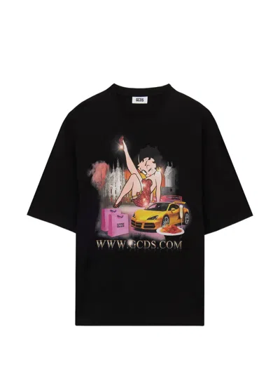 Gcds Betty Boop Heavy Jersey Crew T Shirt In Black