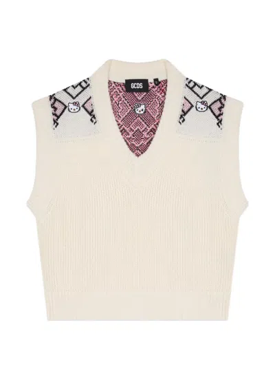 Gcds X Hello Kitty Argyle Sweater Vest In White